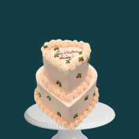 Heart Shaped Cherries Vintage Cake