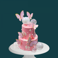 Pink Elegance Butterfly Cake