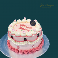 Pink Cherry and Flower Vintage Cake