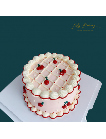 Pink and White Cherries Vintage Cake