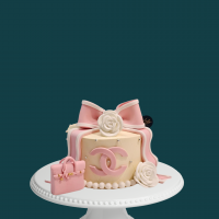 Pink and White Chanel Bag Cake