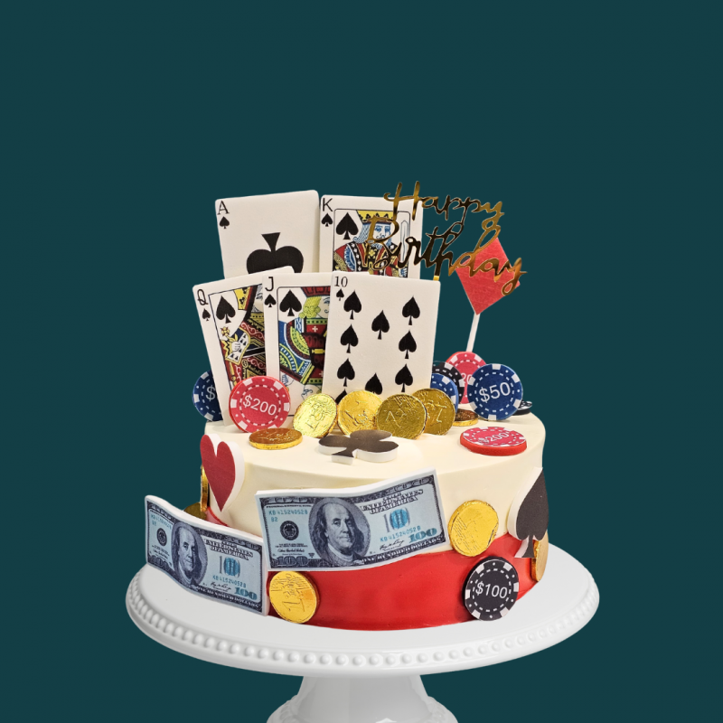 Poker Casino with Money Cake
