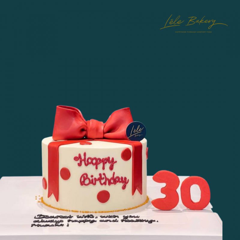 Polka Dots Red Ribbon Cake
