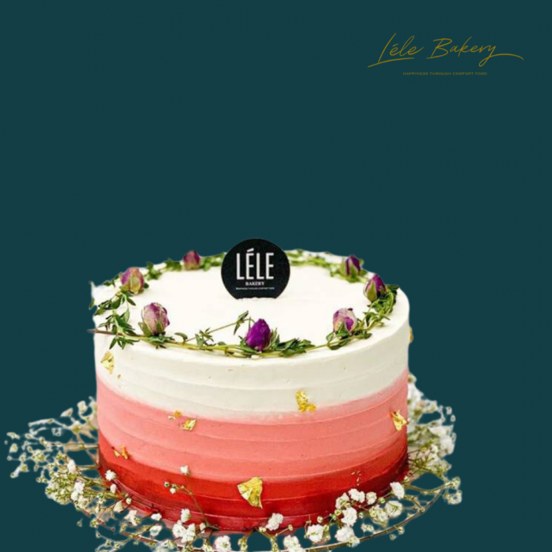 Rose Gold Ombre with Floral Cake