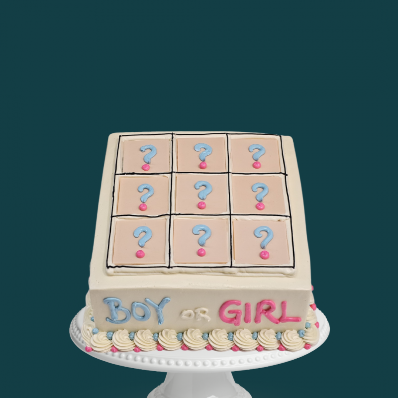 Tic Tac Toe Gender Reveal Cake