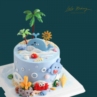 Underwater Ocean and Beach Cake