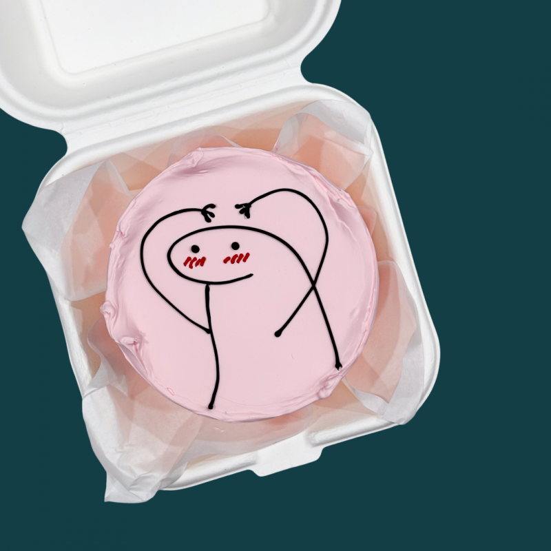 Pink Funny Character Valentine's Bento Cake
