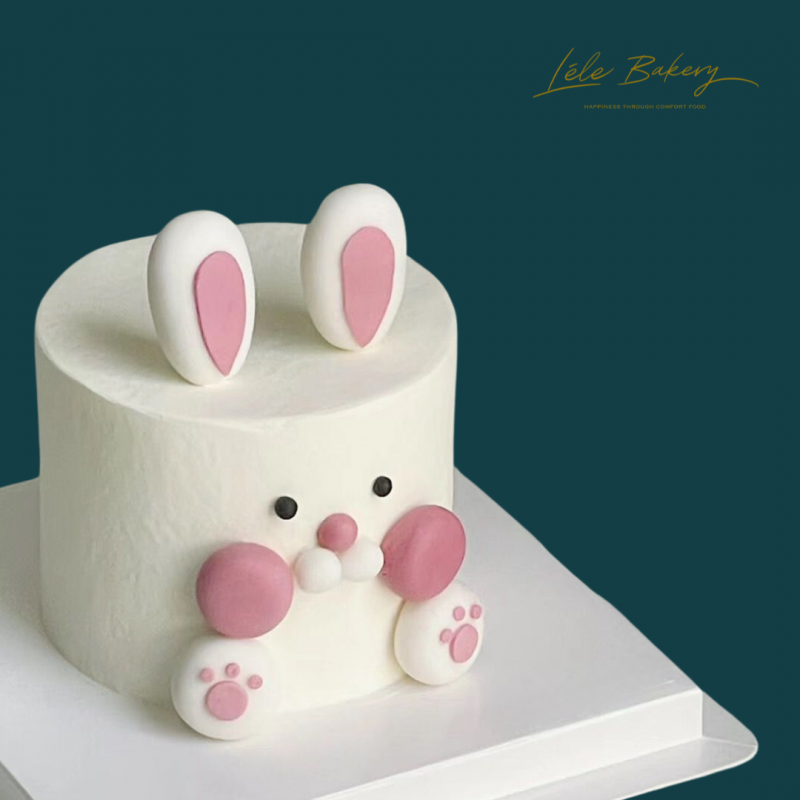 White Cute Bunny Cake