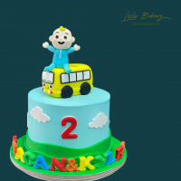 Yellow Bus with Baby JJ Cake