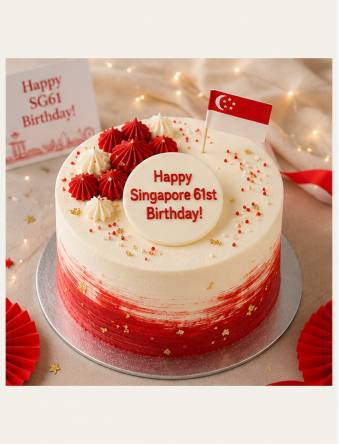SG61 National Day Red and White Cake