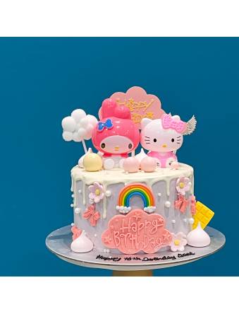 Pastel Hello Kitty and Melody Cake