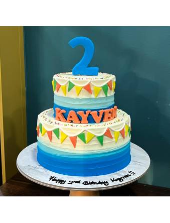 Ombre Blue Bunting Cake