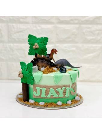 Ombre Green Dinosaur Cake