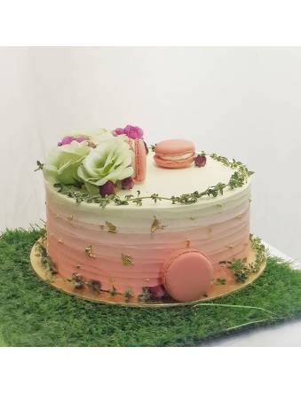 Ombre Pink and Floral Cake