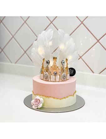 Pink and White Tiara Cake