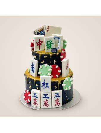 Black and Gold Mahjong Poker Cake