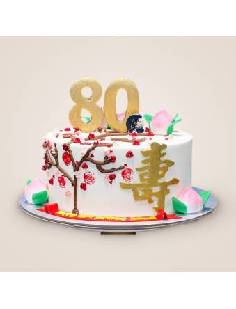 Floral and Longevity Peaches Cake