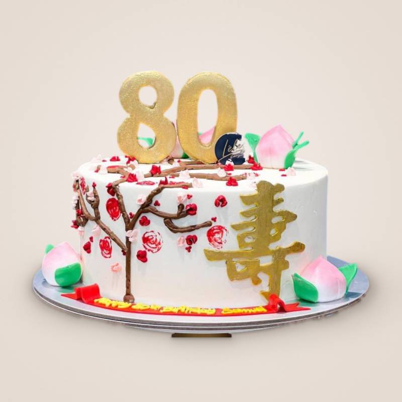 Floral and Longevity Peaches Cake