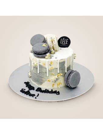 Mini Grey and White Macarons Cake