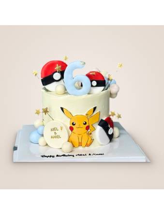Pikachu and Pokeball Stars Cake