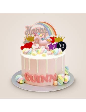 Pink and Rainbow Unicorn Cake