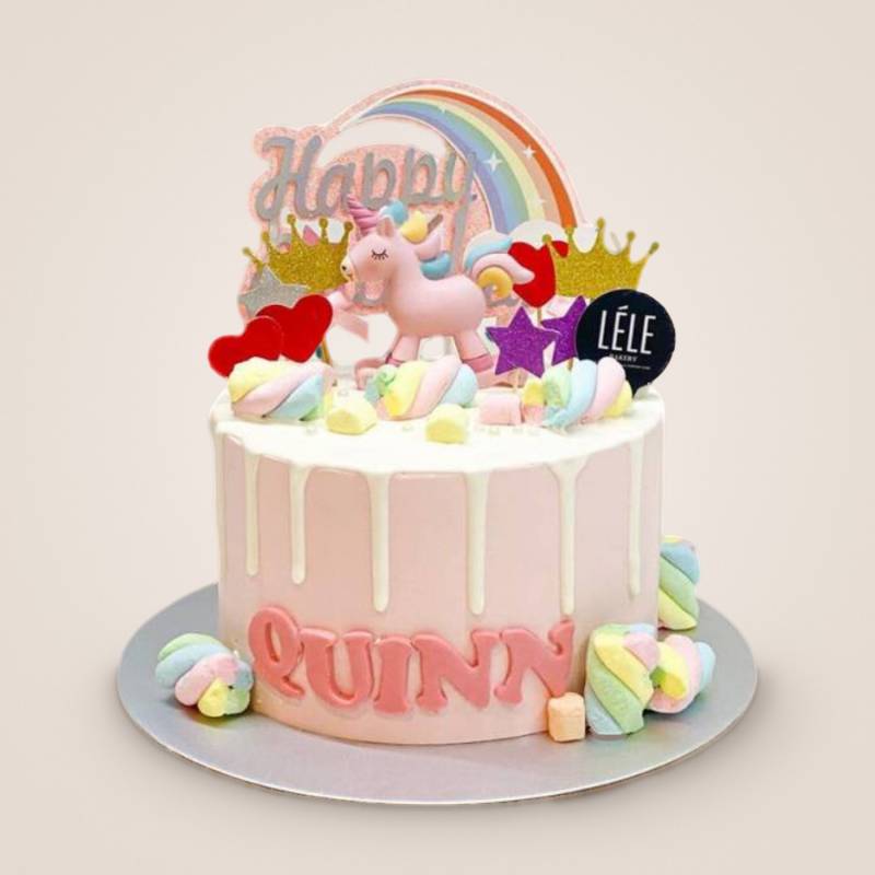 Pink and Rainbow Unicorn Cake