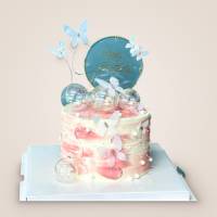 Pink and White Butterflies Cake