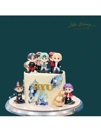 Abstract Blue BTS Cake