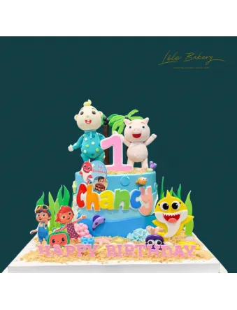 Baby JJ Cocomelon and Baby Shark Cake
