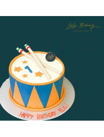Blue and Orange Drum Cake