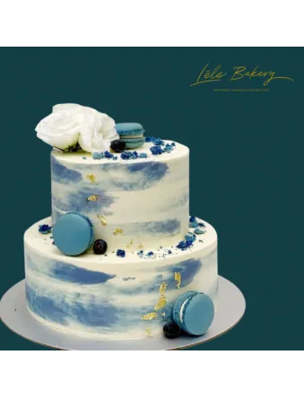 Blue and White Floral Cake