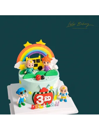 Cocomelon Character and Rainbow Cake