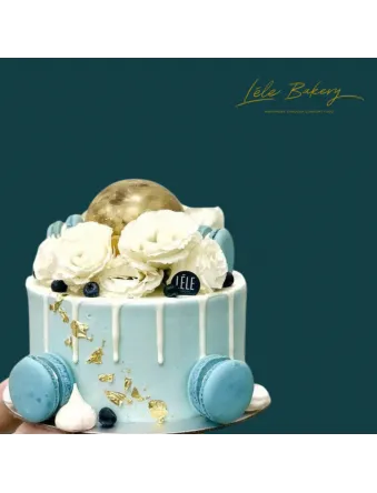 Gold Chocolate Ball with Flower Cake