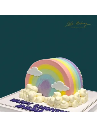 Half Rainbow with Clouds Cake