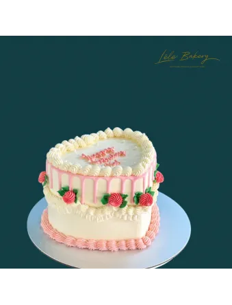 Heart Shaped Rosette and Ruffle Cake