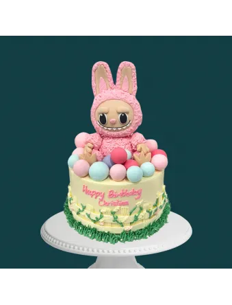 Labubu-Inspired Garden Cake