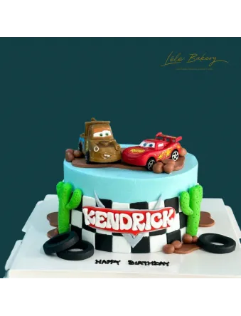 Racing Car Cake with Tow Truck Cake