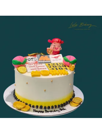 Lottery Longevity Peaches with Gold Coin Cake