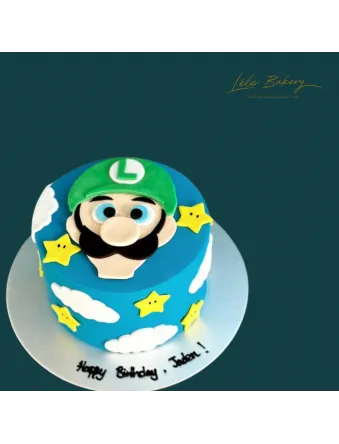 Luigi Stars and Cloud Cake