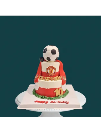 Manchester United Soccer Ball and Scarf Cake