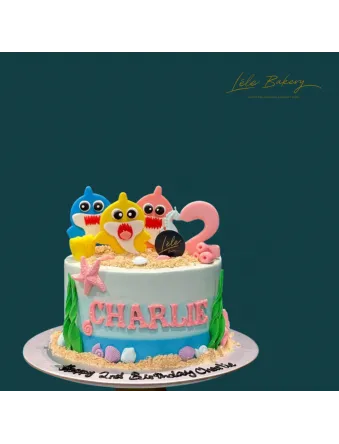 Ombre Blue Baby Shark Cake