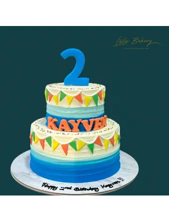 Ombre Blue Bunting Cake