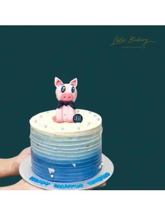 Ombre Blue Piggy Cake