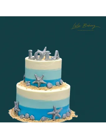 Ombre Blue Sandy Beach Cake