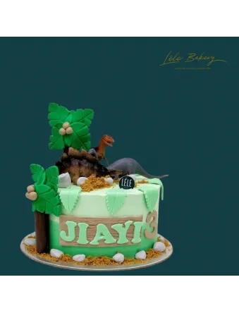 Ombre Green Dinosaur Cake