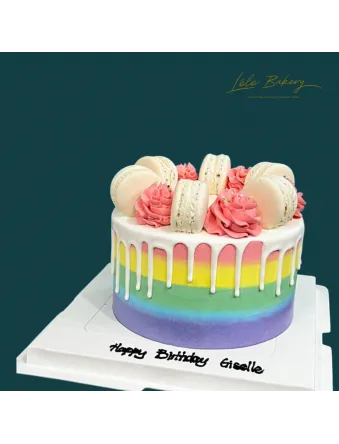 Ombre Rainbow Macarons Cake