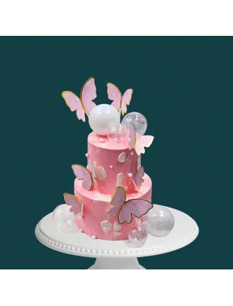 Pink Elegance Butterfly Cake