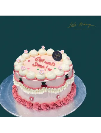 Pink Cherry and Flower Vintage Cake