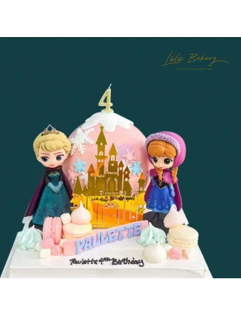 Pink Elsa and Anna Pinata Cake
