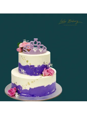 Purple Princess Tiara with Floral Cake